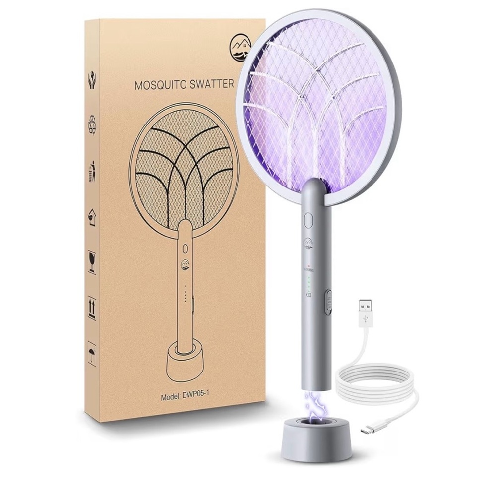 Electric Mosquito Swatter Racket - Silver